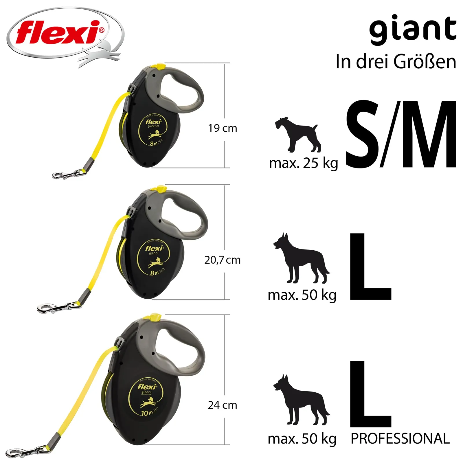 flexi Giant rihma suurused S/M ja L koera kaalu järgi