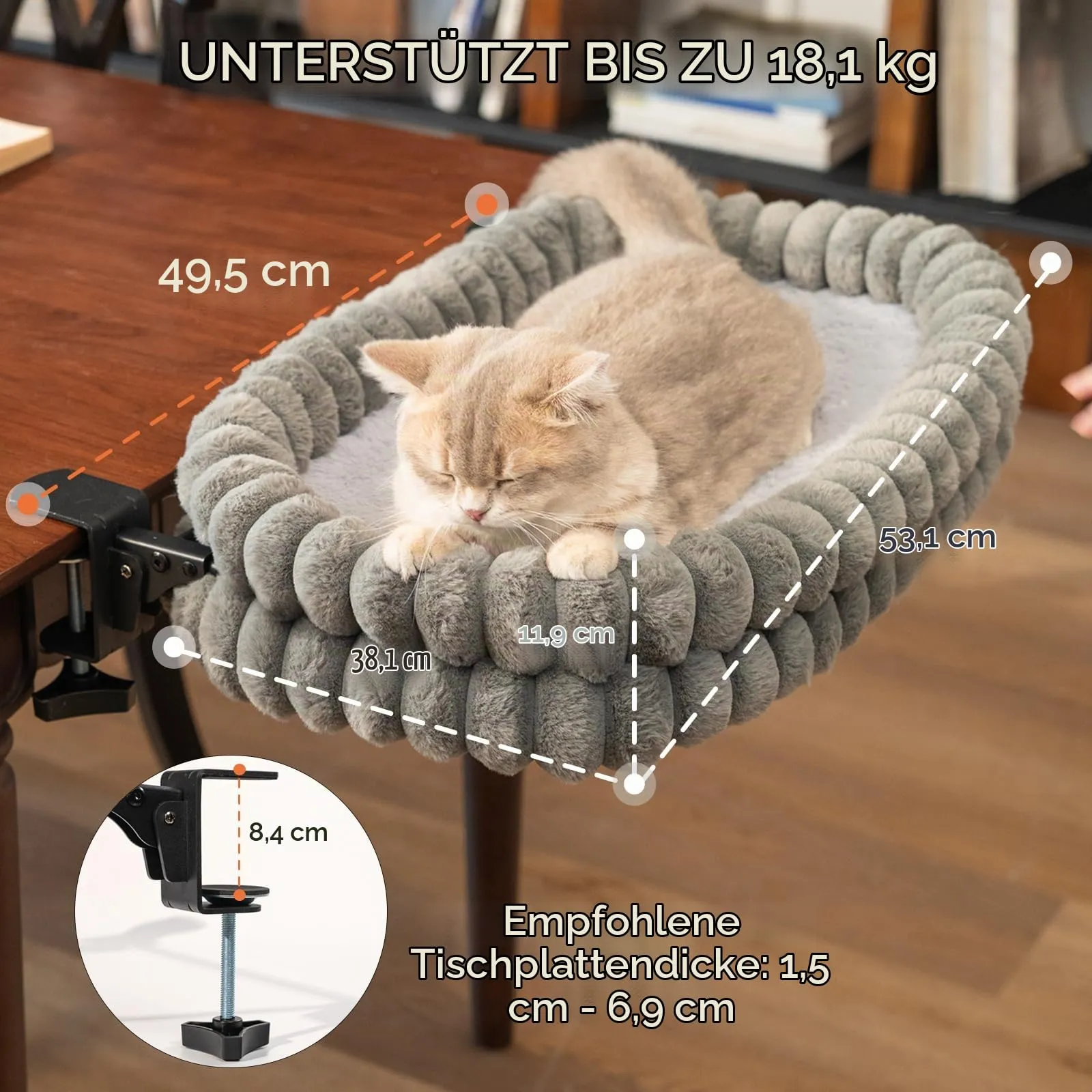 Lauavoodi mõõdud ja klambrid lauaplaadile paksusega 1,5–6,9 cm