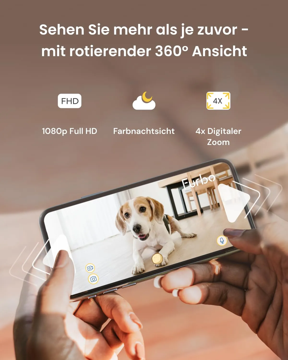 Furbo 360° vaade telefoni äpis