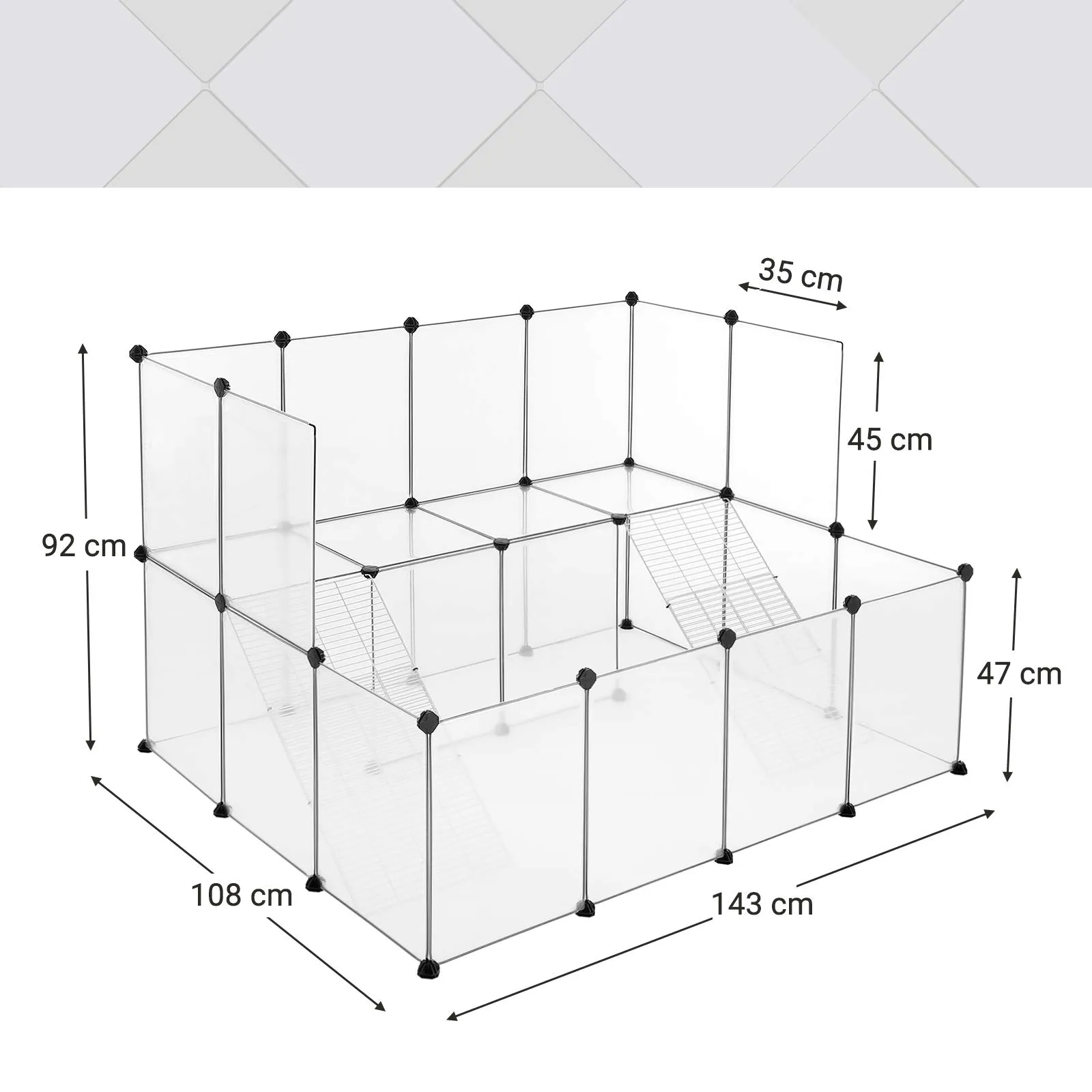 aediku mõõdud 143 × 108 × 92 cm, paneel 35 × 45 cm